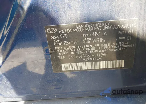 2018 Hyundai Sonata Sport из США, поврежденный, VIN 5NPE34AF8JH674960